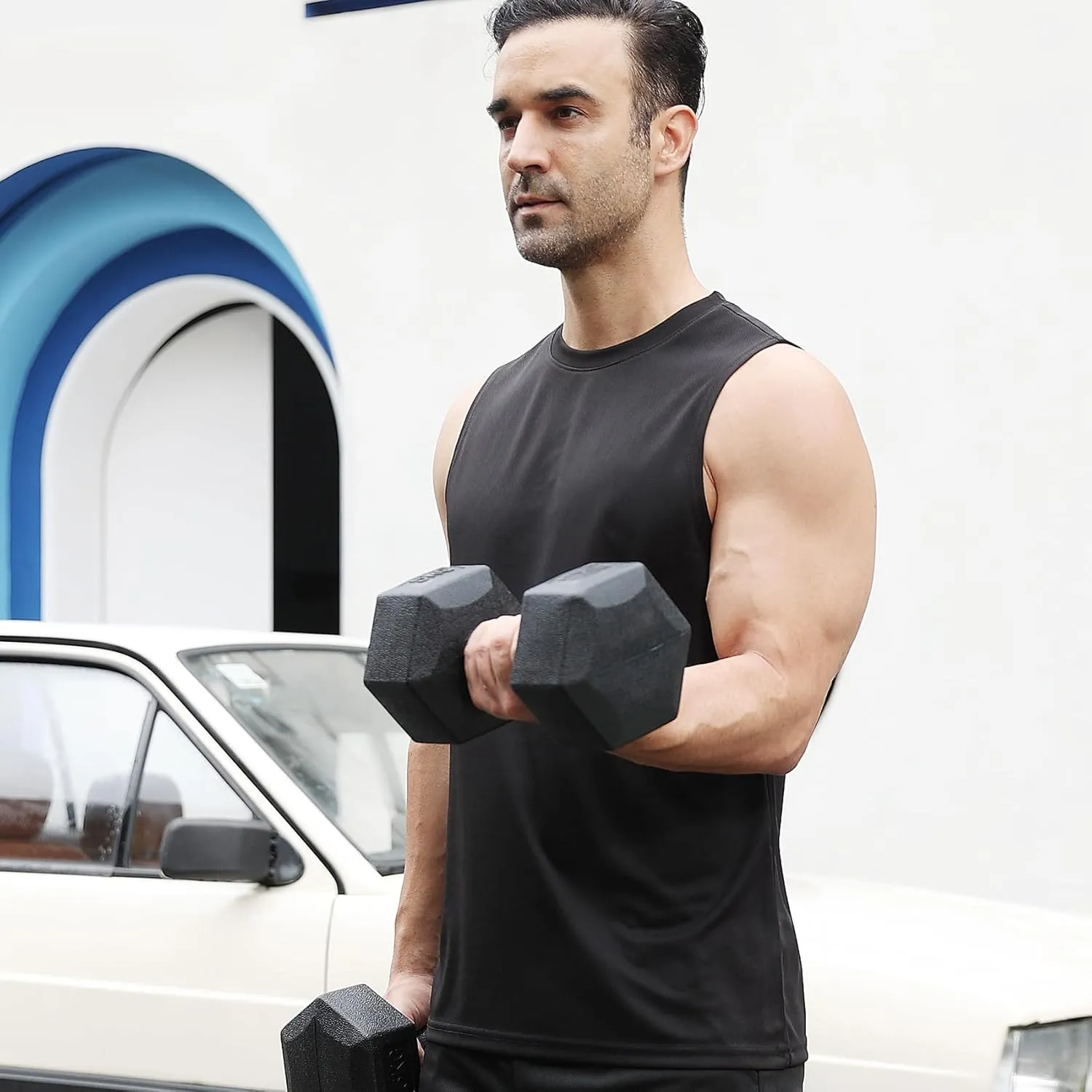 Men's Workout Tank Top 3/4 Pack Quick Dry Fit Muscle Sleeveless Breathable T-Shirt for Gym Bodybuilding