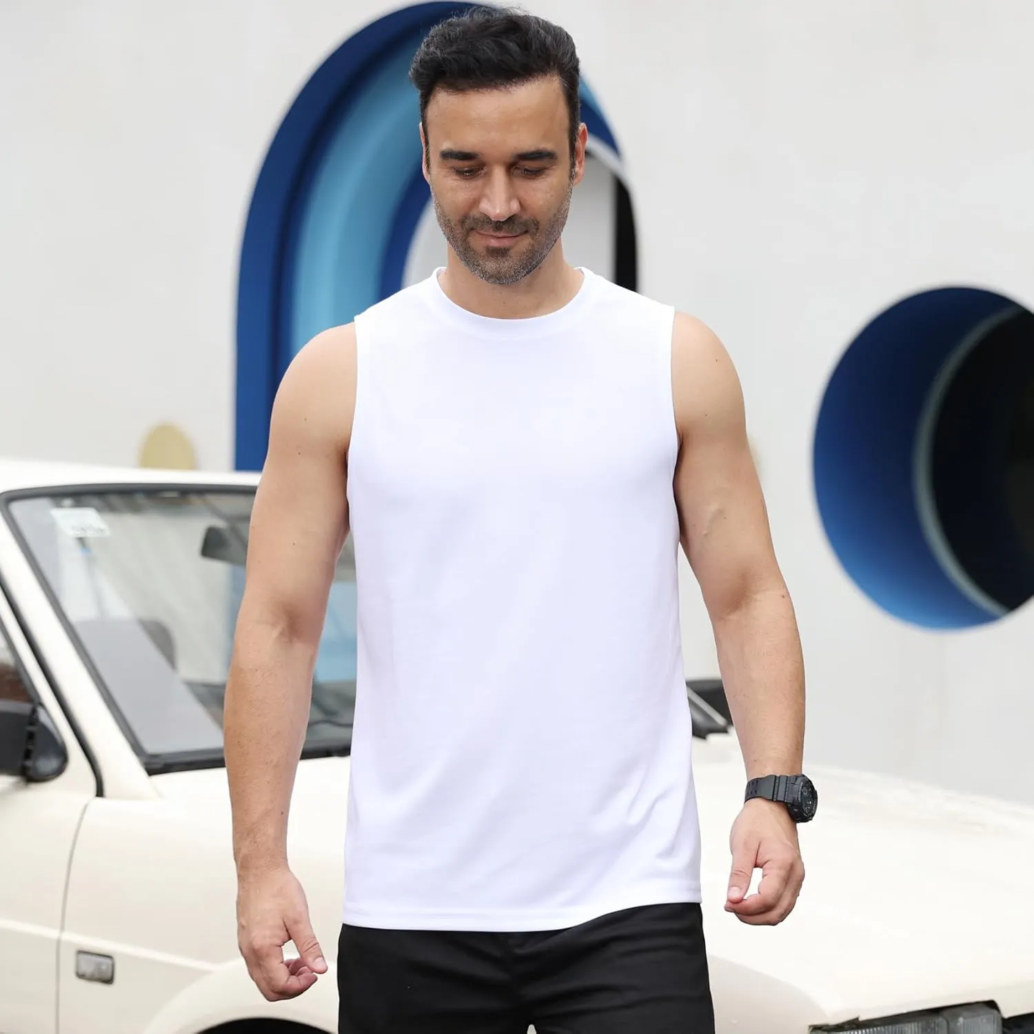 Men's Workout Tank Top 3/4 Pack Quick Dry Fit Muscle Sleeveless Breathable T-Shirt for Gym Bodybuilding