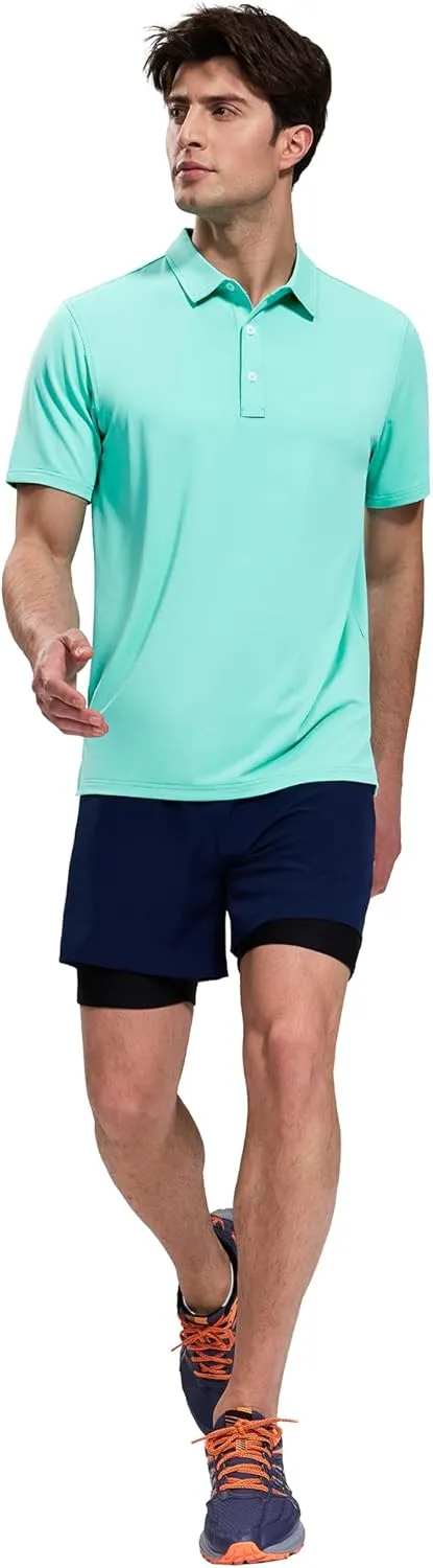 MIER Polo Shirts for Men Short Sleeve Dry Fit Performance Golf Tennis Active Collared Shirts, UPF 50  Sun Protection