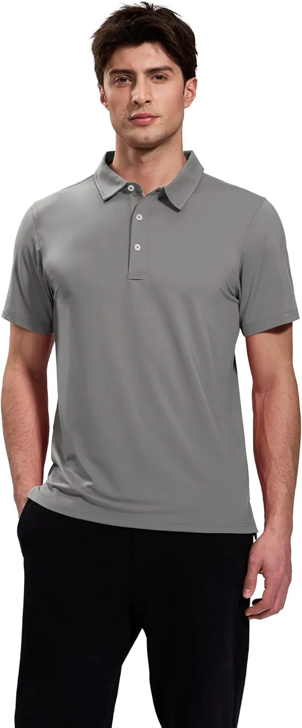 MIER Polo Shirts for Men Short Sleeve Dry Fit Performance Golf Tennis Active Collared Shirts, UPF 50  Sun Protection
