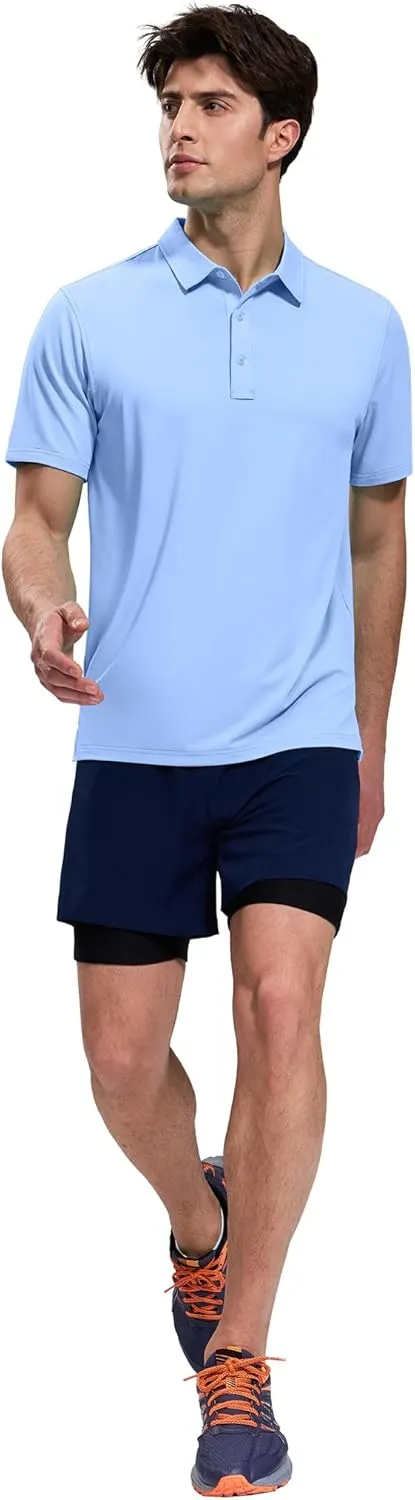 MIER Polo Shirts for Men Short Sleeve Dry Fit Performance Golf Tennis Active Collared Shirts, UPF 50  Sun Protection