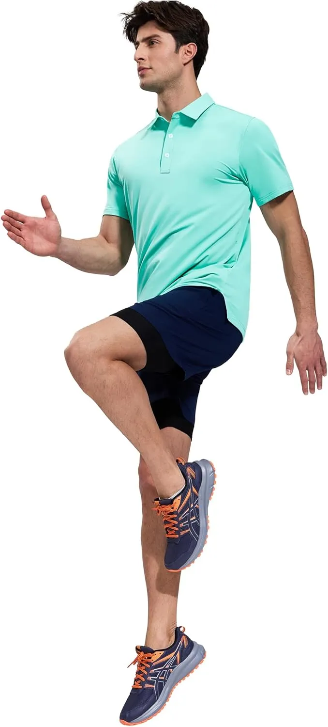 MIER Polo Shirts for Men Short Sleeve Dry Fit Performance Golf Tennis Active Collared Shirts, UPF 50  Sun Protection