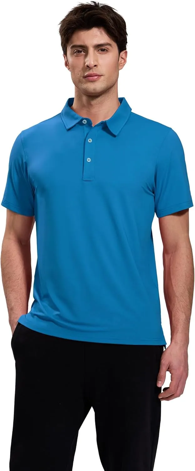 MIER Polo Shirts for Men Short Sleeve Dry Fit Performance Golf Tennis Active Collared Shirts, UPF 50  Sun Protection