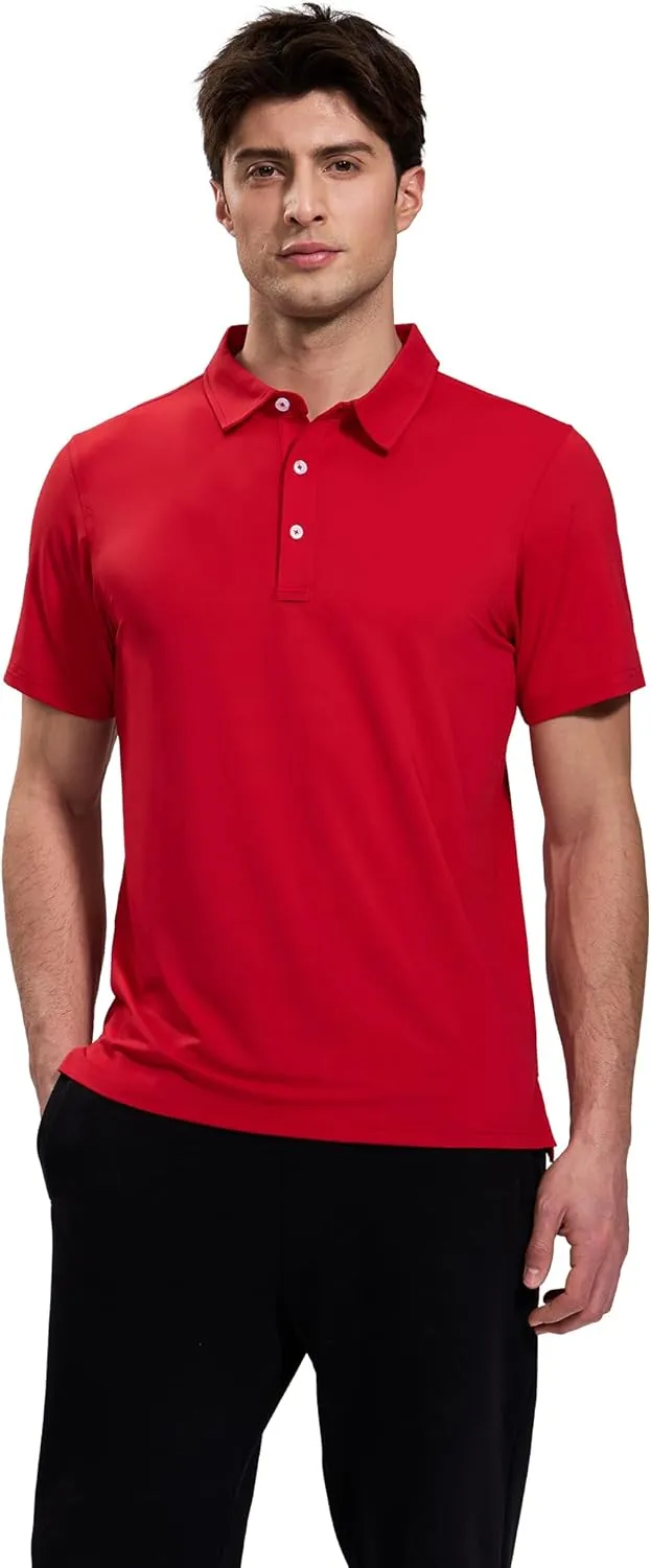 MIER Polo Shirts for Men Short Sleeve Dry Fit Performance Golf Tennis Active Collared Shirts, UPF 50  Sun Protection