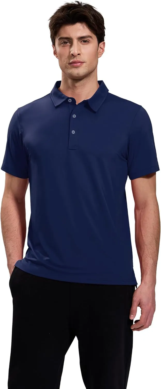 MIER Polo Shirts for Men Short Sleeve Dry Fit Performance Golf Tennis Active Collared Shirts, UPF 50  Sun Protection
