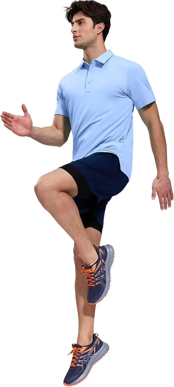MIER Polo Shirts for Men Short Sleeve Dry Fit Performance Golf Tennis Active Collared Shirts, UPF 50  Sun Protection