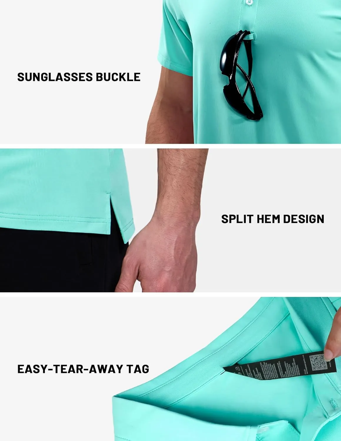 MIER Polo Shirts for Men Short Sleeve Dry Fit Performance Golf Tennis Active Collared Shirts, UPF 50  Sun Protection