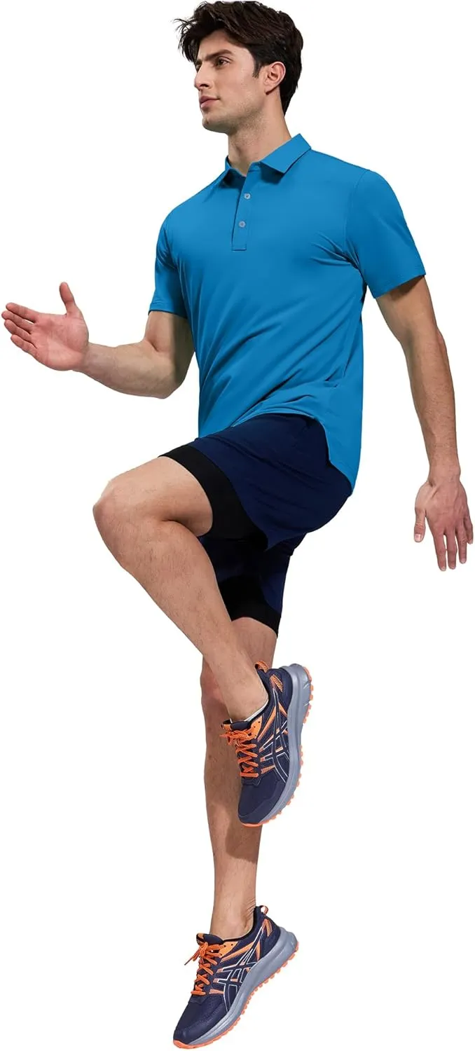 MIER Polo Shirts for Men Short Sleeve Dry Fit Performance Golf Tennis Active Collared Shirts, UPF 50  Sun Protection