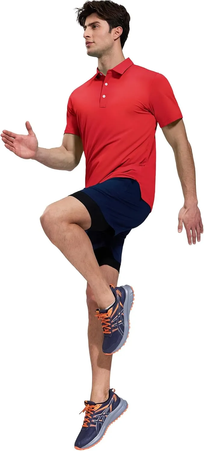 MIER Polo Shirts for Men Short Sleeve Dry Fit Performance Golf Tennis Active Collared Shirts, UPF 50  Sun Protection