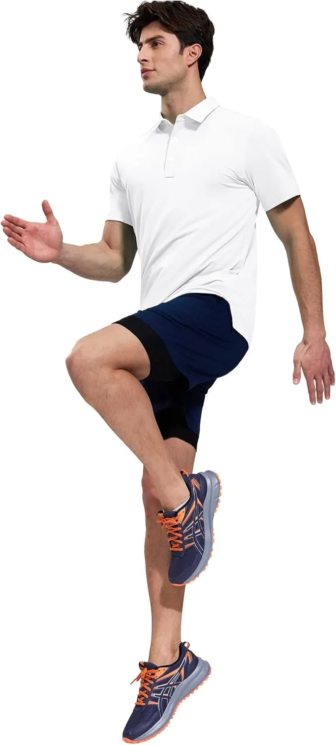 MIER Polo Shirts for Men Short Sleeve Dry Fit Performance Golf Tennis Active Collared Shirts, UPF 50  Sun Protection