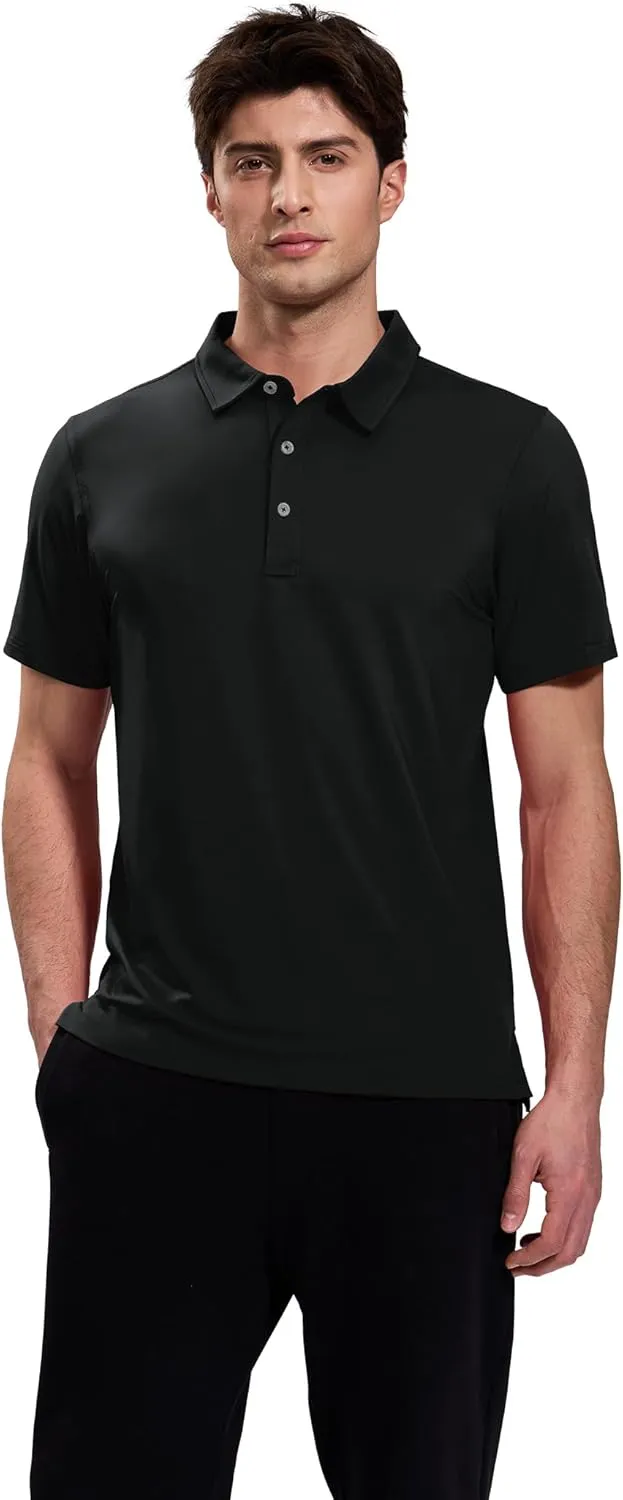 MIER Polo Shirts for Men Short Sleeve Dry Fit Performance Golf Tennis Active Collared Shirts, UPF 50  Sun Protection
