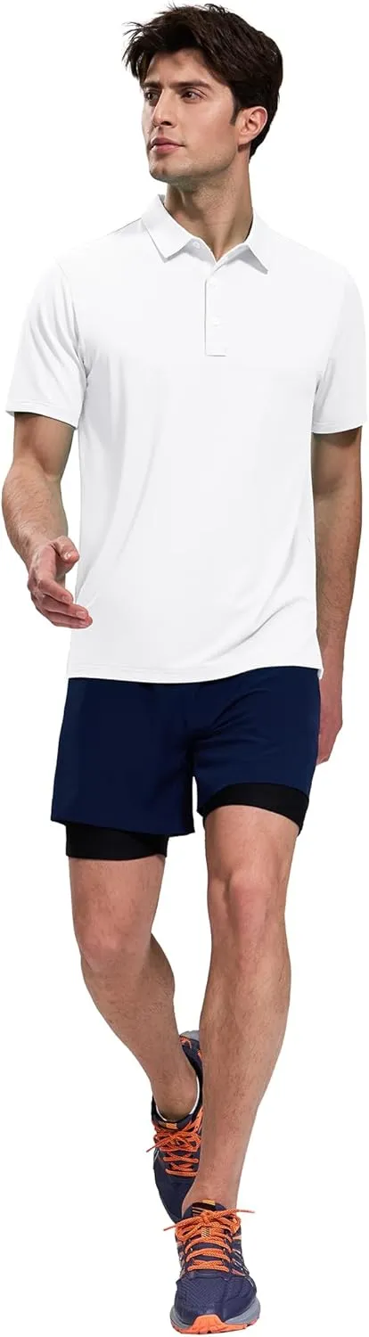 MIER Polo Shirts for Men Short Sleeve Dry Fit Performance Golf Tennis Active Collared Shirts, UPF 50  Sun Protection