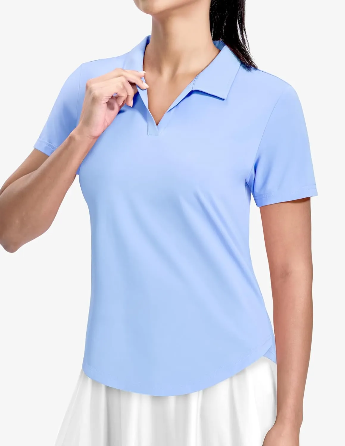 MIER Polo Shirts for Women V Neck Short Sleeve Golf Tennis Shirts Quick Dry Soft UPF 50  Collared Active Tops, Lightweight