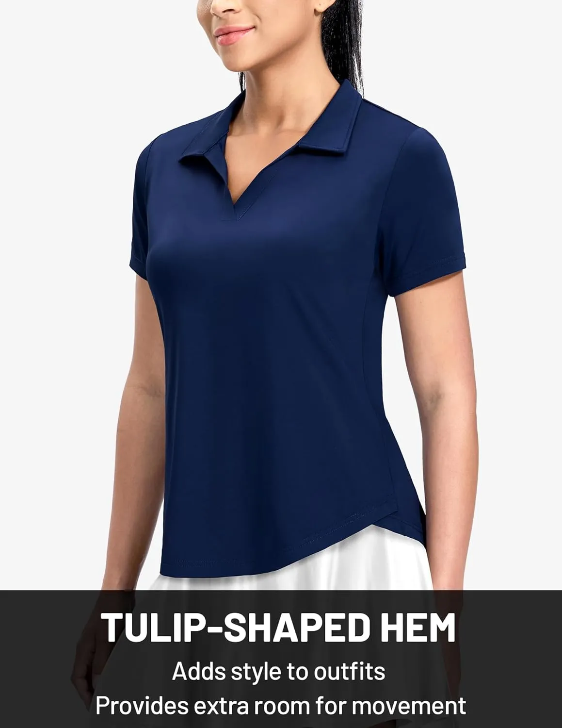 MIER Polo Shirts for Women V Neck Short Sleeve Golf Tennis Shirts Quick Dry Soft UPF 50  Collared Active Tops, Lightweight