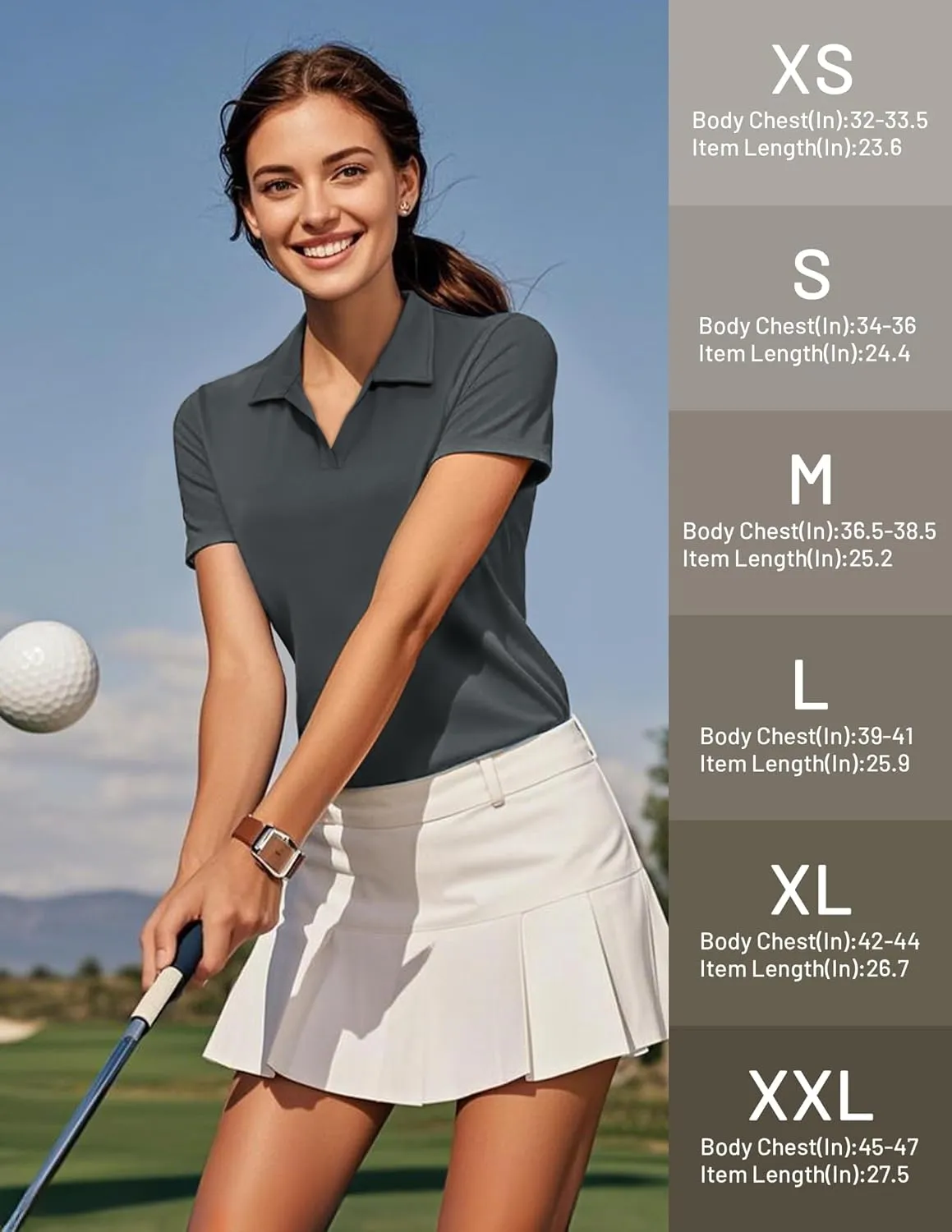 MIER Polo Shirts for Women V Neck Short Sleeve Golf Tennis Shirts Quick Dry Soft UPF 50  Collared Active Tops, Lightweight