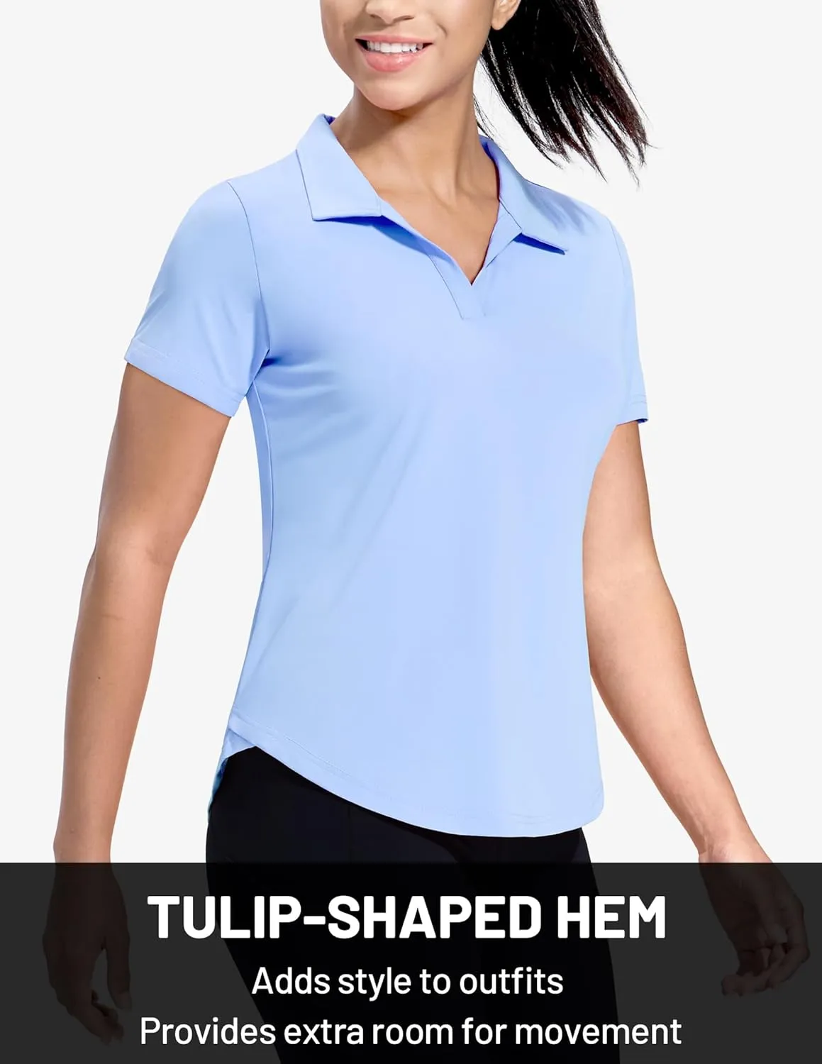 MIER Polo Shirts for Women V Neck Short Sleeve Golf Tennis Shirts Quick Dry Soft UPF 50  Collared Active Tops, Lightweight