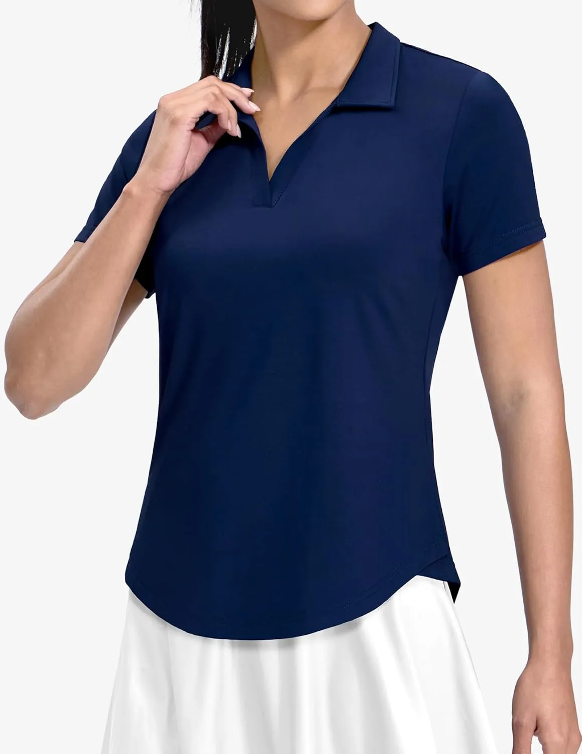 MIER Polo Shirts for Women V Neck Short Sleeve Golf Tennis Shirts Quick Dry Soft UPF 50  Collared Active Tops, Lightweight