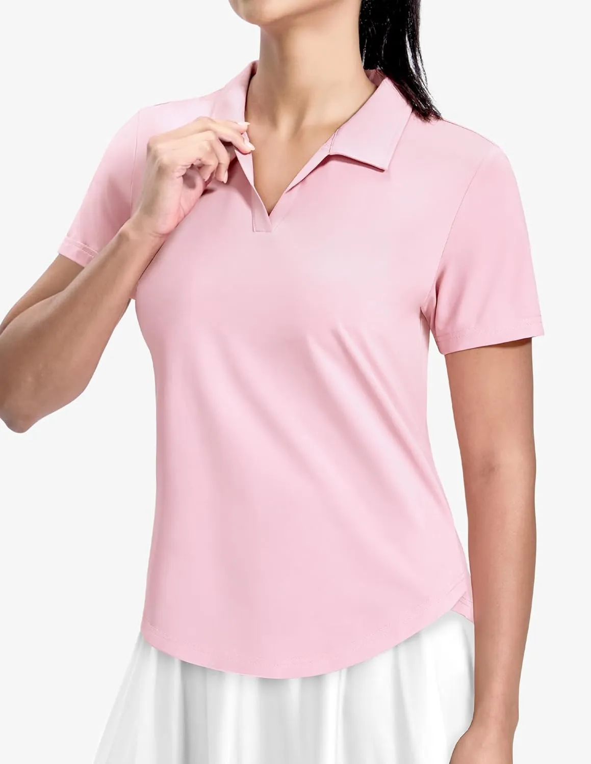 MIER Polo Shirts for Women V Neck Short Sleeve Golf Tennis Shirts Quick Dry Soft UPF 50  Collared Active Tops, Lightweight