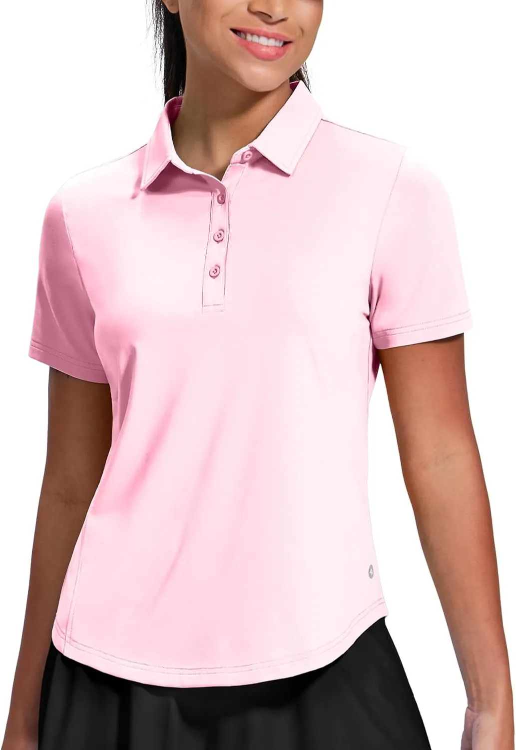MIER Womens Golf Polo Shirts Short Sleeve Quick Dry Sun Protection Active UV Shirts Collared Tennis Tops, 4 Buttons