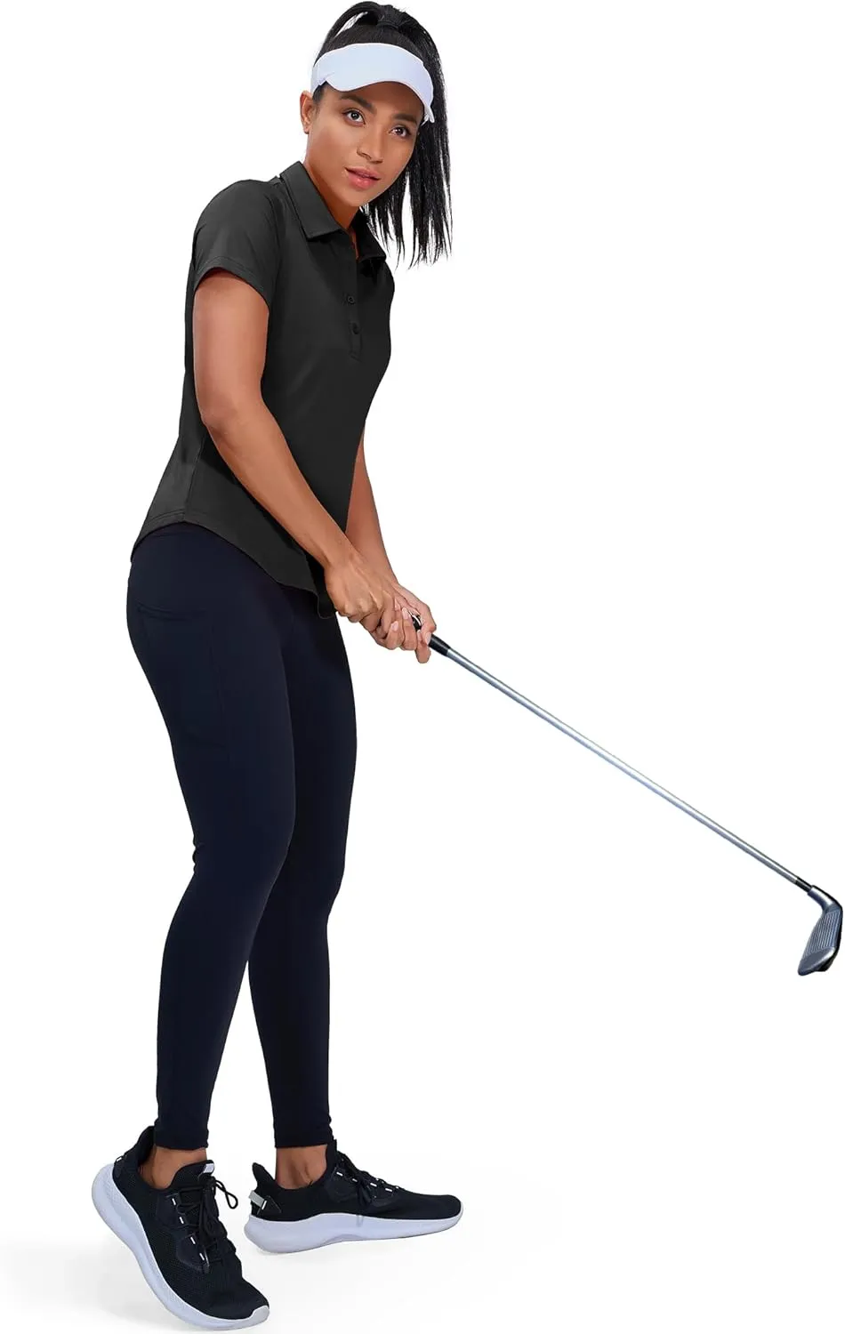 MIER Womens Golf Polo Shirts Short Sleeve Quick Dry Sun Protection Active UV Shirts Collared Tennis Tops, 4 Buttons