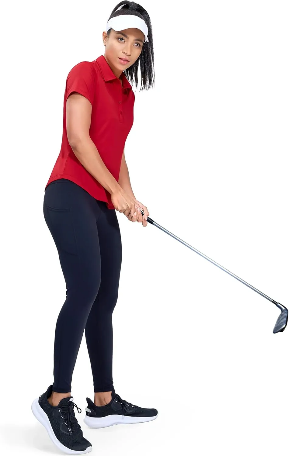 MIER Womens Golf Polo Shirts Short Sleeve Quick Dry Sun Protection Active UV Shirts Collared Tennis Tops, 4 Buttons