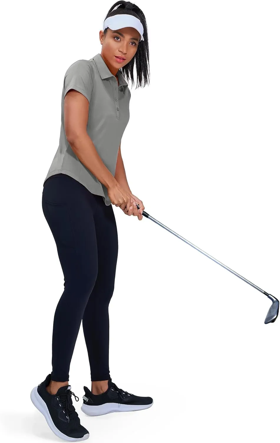MIER Womens Golf Polo Shirts Short Sleeve Quick Dry Sun Protection Active UV Shirts Collared Tennis Tops, 4 Buttons
