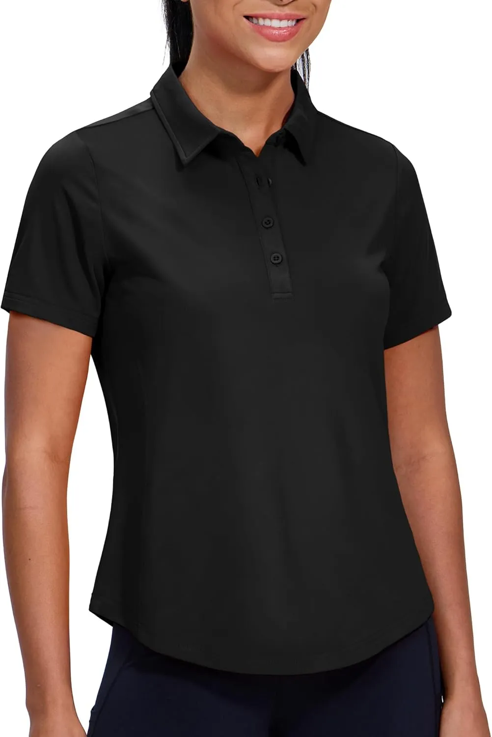 MIER Womens Golf Polo Shirts Short Sleeve Quick Dry Sun Protection Active UV Shirts Collared Tennis Tops, 4 Buttons