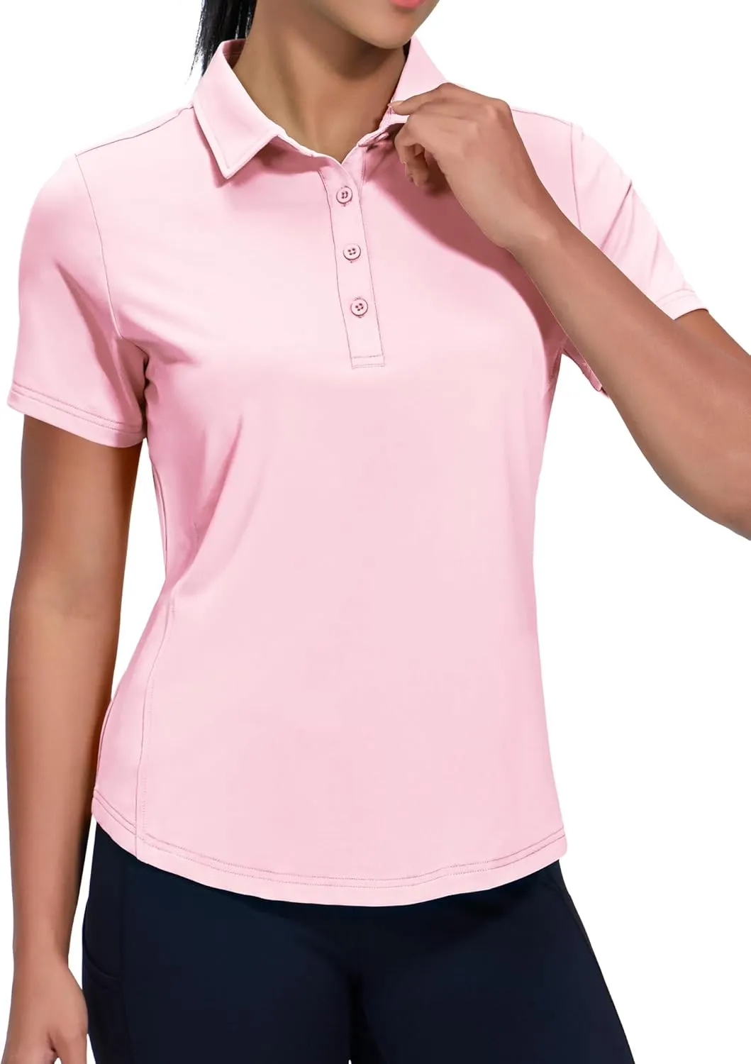 MIER Womens Golf Polo Shirts Short Sleeve Quick Dry Sun Protection Active UV Shirts Collared Tennis Tops, 4 Buttons