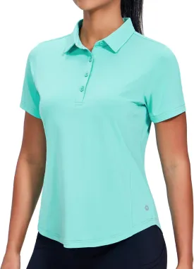 MIER Womens Golf Polo Shirts Short Sleeve Quick Dry Sun Protection Active UV Shirts Collared Tennis Tops, 4 Buttons