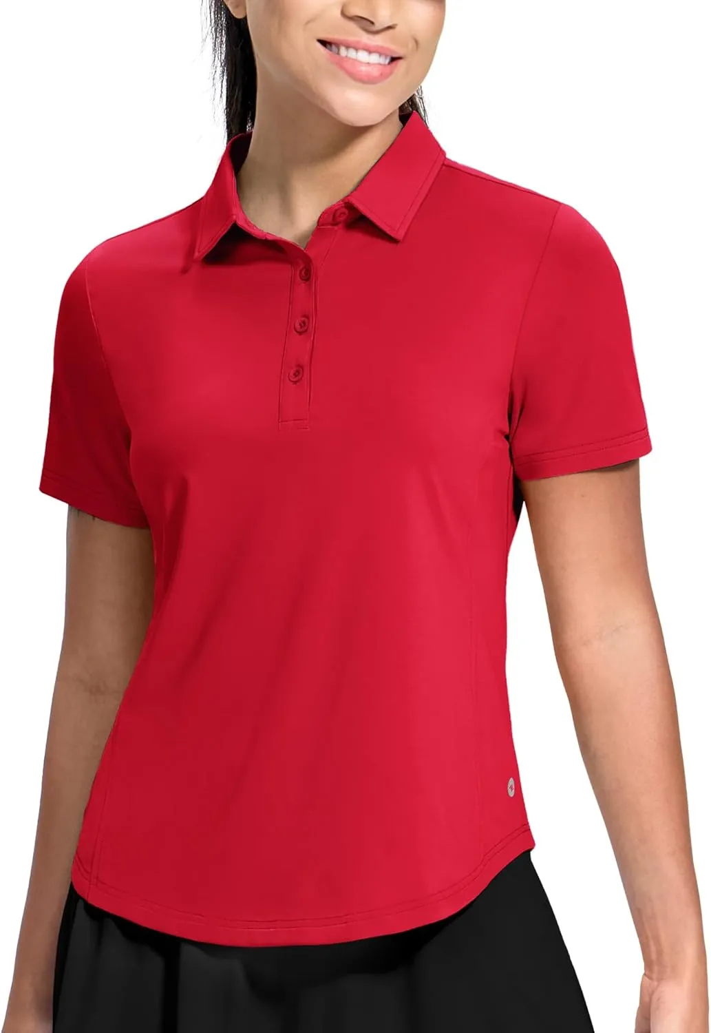MIER Womens Golf Polo Shirts Short Sleeve Quick Dry Sun Protection Active UV Shirts Collared Tennis Tops, 4 Buttons