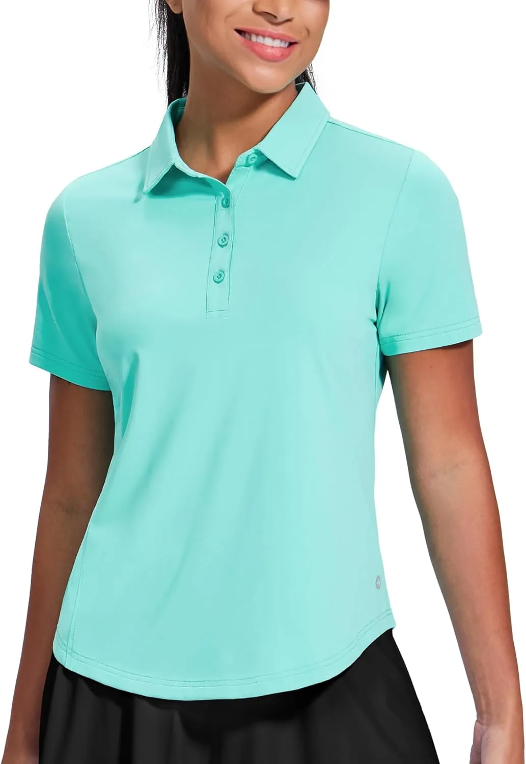 MIER Womens Golf Polo Shirts Short Sleeve Quick Dry Sun Protection Active UV Shirts Collared Tennis Tops, 4 Buttons