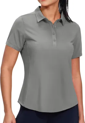 MIER Womens Golf Polo Shirts Short Sleeve Quick Dry Sun Protection Active UV Shirts Collared Tennis Tops, 4 Buttons