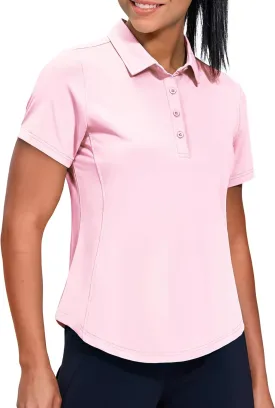 MIER Womens Golf Polo Shirts Short Sleeve Quick Dry Sun Protection Active UV Shirts Collared Tennis Tops, 4 Buttons