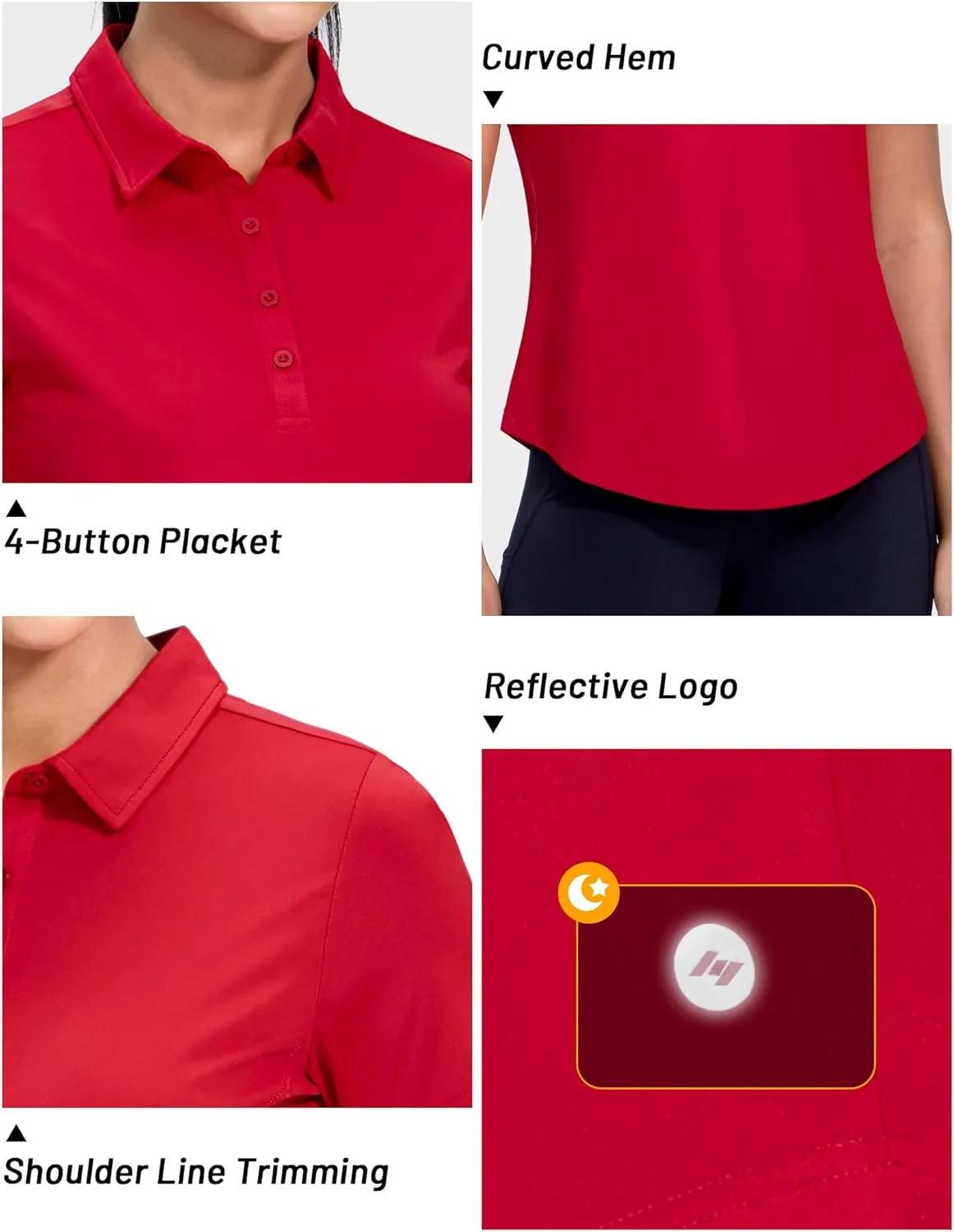 MIER Womens Golf Polo Shirts Short Sleeve Quick Dry Sun Protection Active UV Shirts Collared Tennis Tops, 4 Buttons
