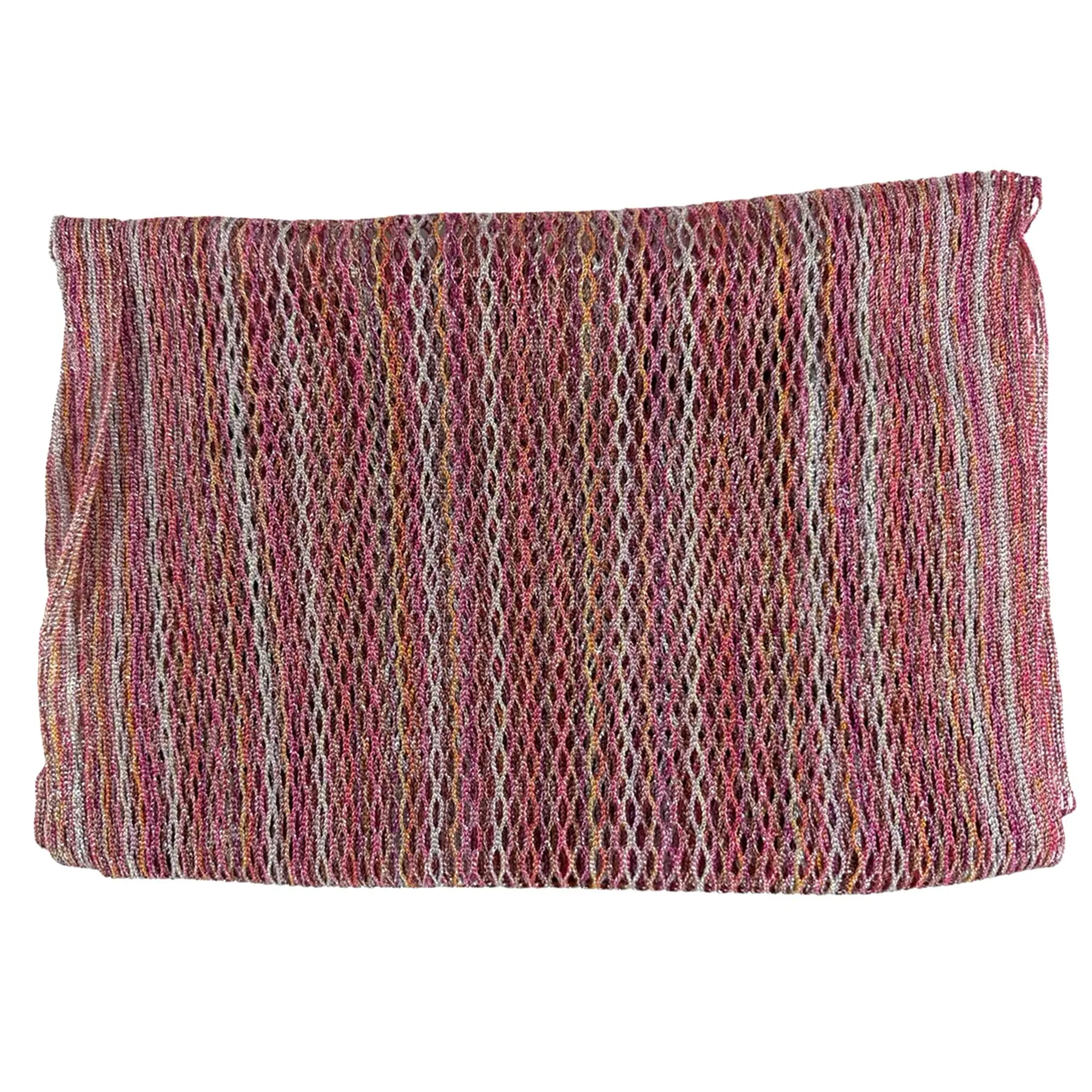 Missoni Scarf Pink Peach Gray Design - Loose Knit Women Designer Shawl SALE
