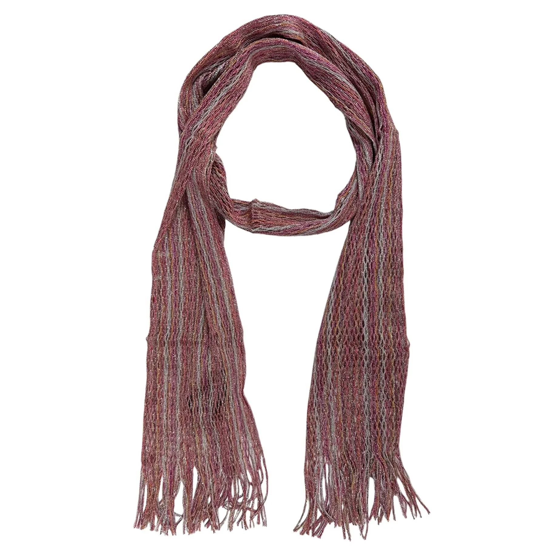 Missoni Scarf Pink Peach Gray Design - Loose Knit Women Designer Shawl SALE