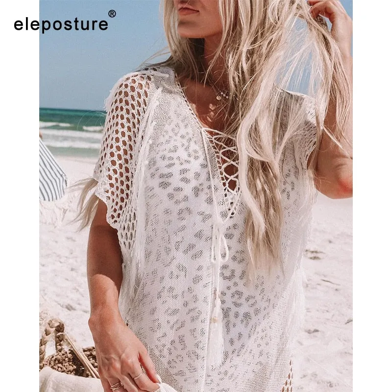 New Knitted Beach Cover Up Women Bikini Swimsuit Cover Up