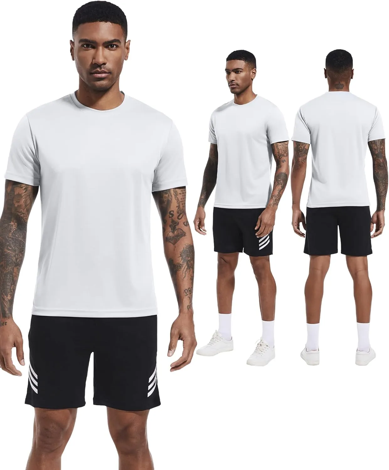 OYGSieg 6 Pack Workout Shirts for Men Short Sleeve Athletic Active Tops Quick Dry Crew Neck T Shirt for Running