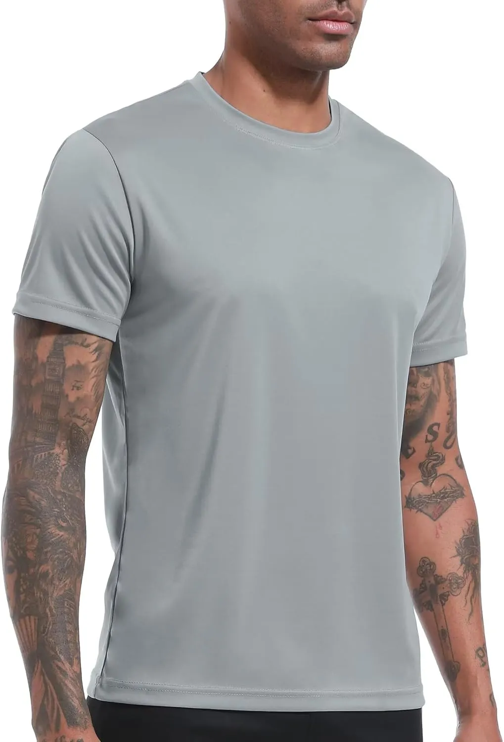 OYGSieg 6 Pack Workout Shirts for Men Short Sleeve Athletic Active Tops Quick Dry Crew Neck T Shirt for Running