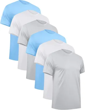 OYGSieg 6 Pack Workout Shirts for Men Short Sleeve Athletic Active Tops Quick Dry Crew Neck T Shirt for Running
