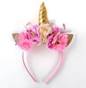 Pink Whimiscal Rose Unicorn Headband