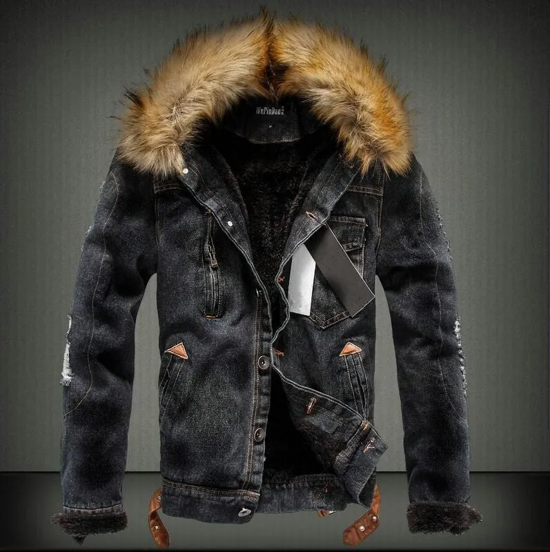 Plus velvet thickening youth denim jacket