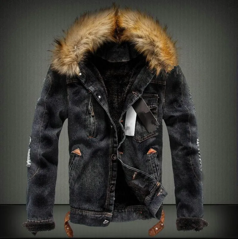 Plus velvet thickening youth denim jacket