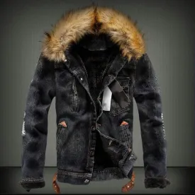 Plus velvet thickening youth denim jacket