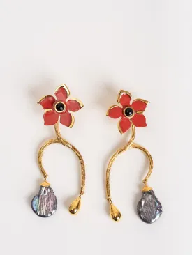 poinsettia vine earrings