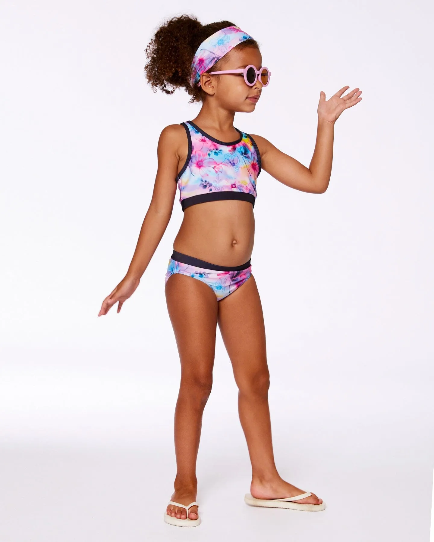 Printed Swim Headband Butterflies On Multicolored Background
