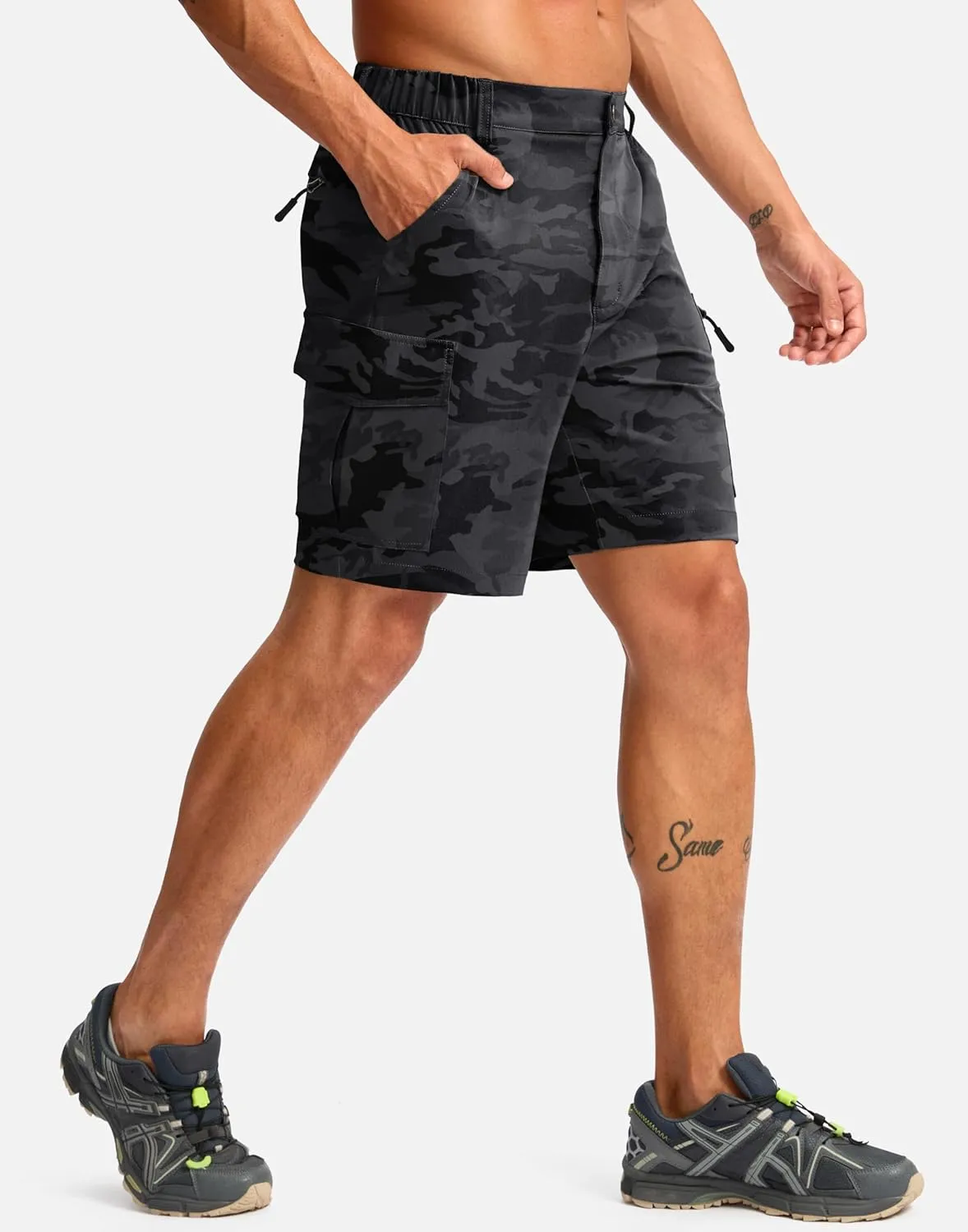 Pudolla Men's Hiking Cargo Shorts 7" Lightweight Quick Dry Casual Work Shorts for Men Summer Travel Golf with 5 Pockets