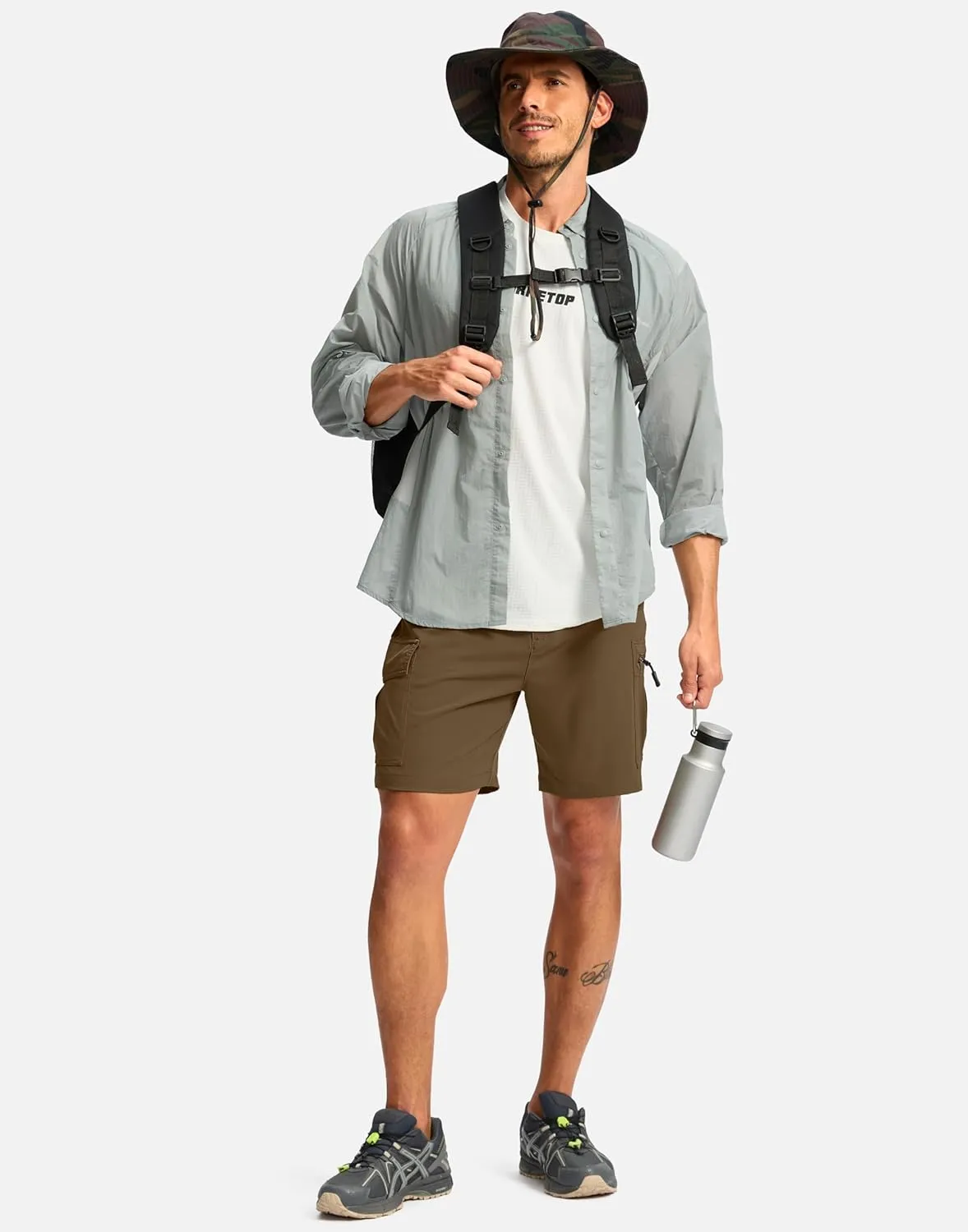 Pudolla Men's Hiking Cargo Shorts 7" Lightweight Quick Dry Casual Work Shorts for Men Summer Travel Golf with 5 Pockets