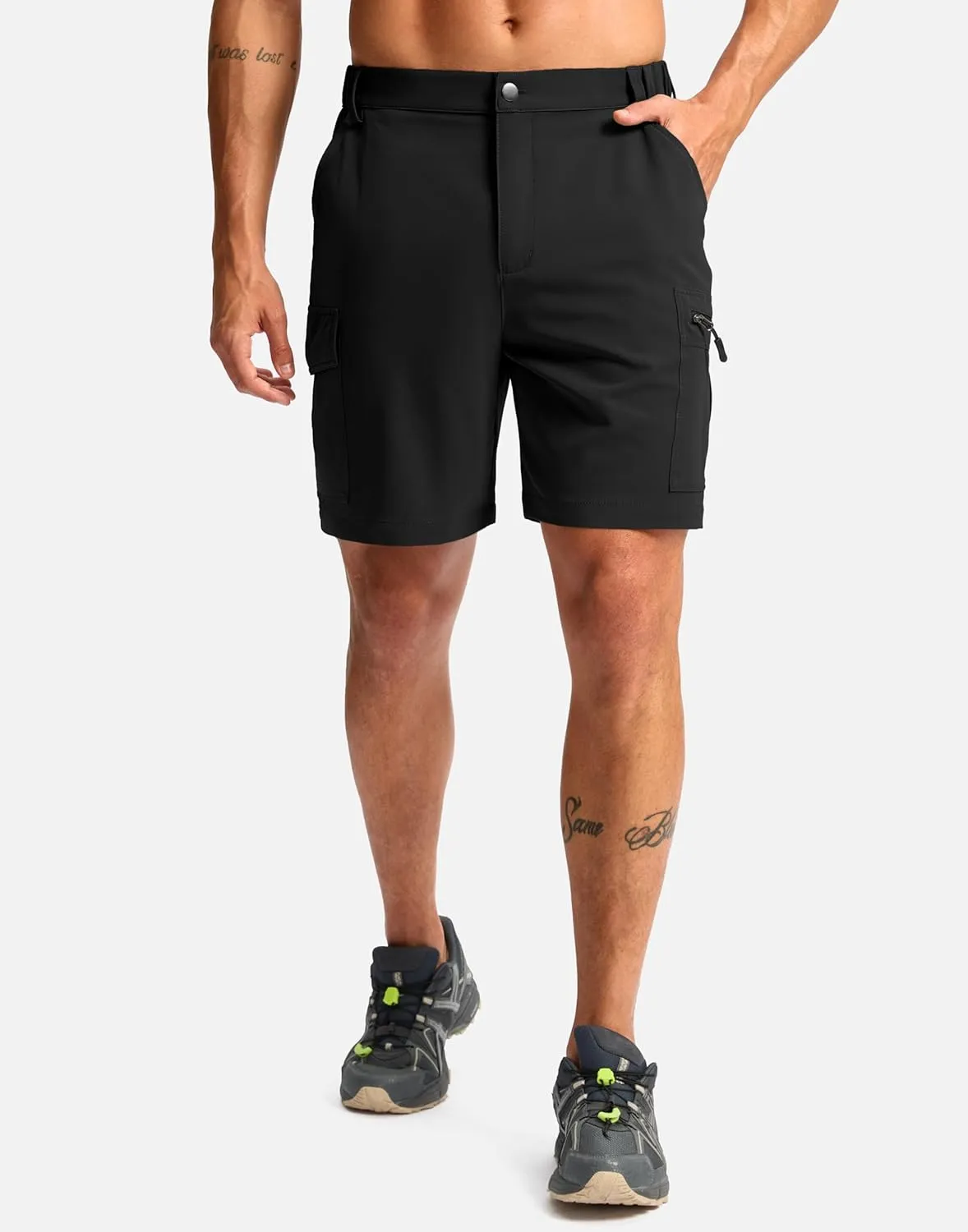 Pudolla Men's Hiking Cargo Shorts 7" Lightweight Quick Dry Casual Work Shorts for Men Summer Travel Golf with 5 Pockets