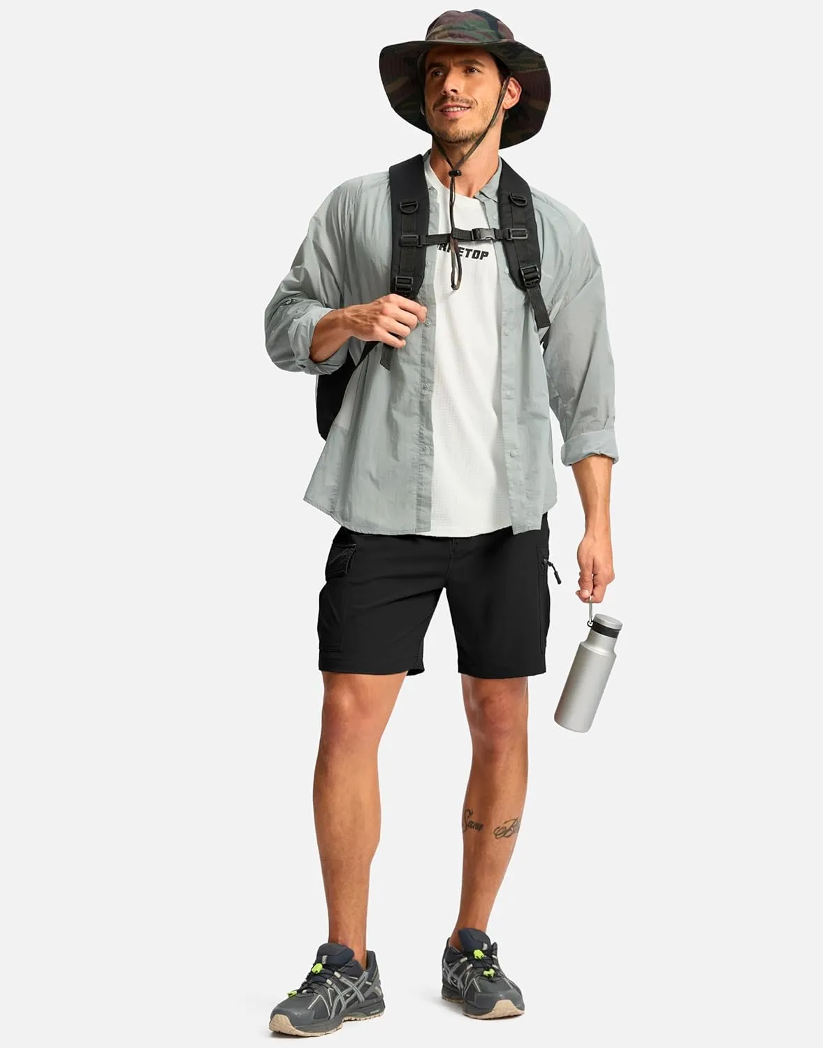 Pudolla Men's Hiking Cargo Shorts 7" Lightweight Quick Dry Casual Work Shorts for Men Summer Travel Golf with 5 Pockets